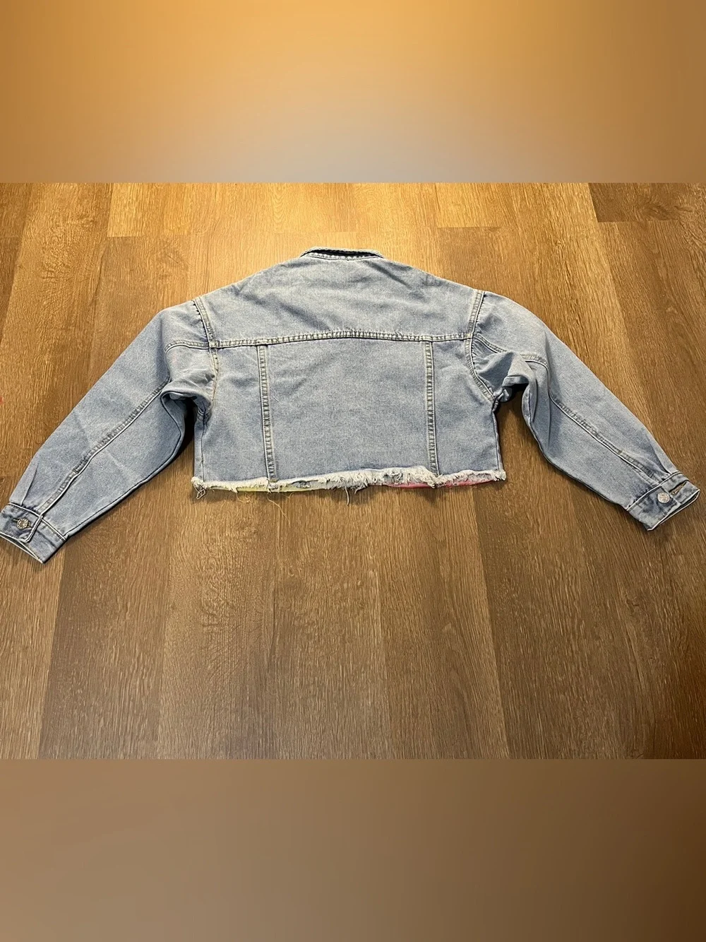 Handmade Bandana Patchwork Cropped Denim Jacket/NWOT (S)